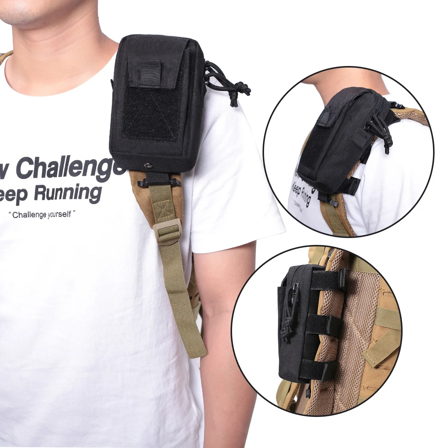 Edc Carry Kit - モールバックパックストラップフォンホルダーウエストポーチ - アウトドアスポーツ、ランニング、キャンプ、ハイキング、ハンティング用 - EDCツールオーガナイザー