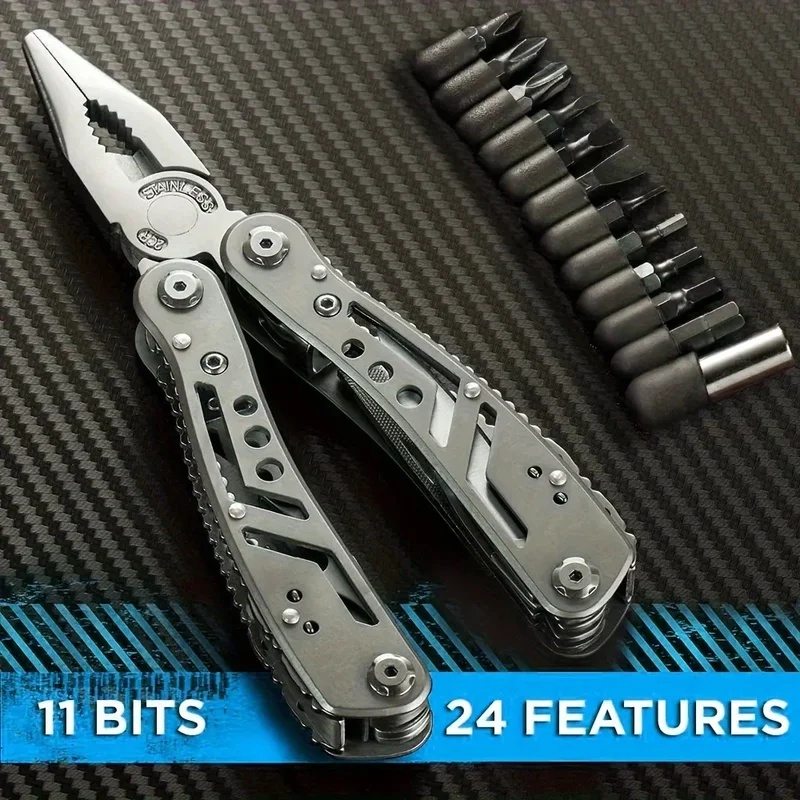 Edc Everyday Carry Knives - 24in1マルチツール オールインワン多機能ギア ナイフ・プライヤー・11ビット付き キャンプ・バックパッキング・サバイバル用ハンドヘルド分解ツール