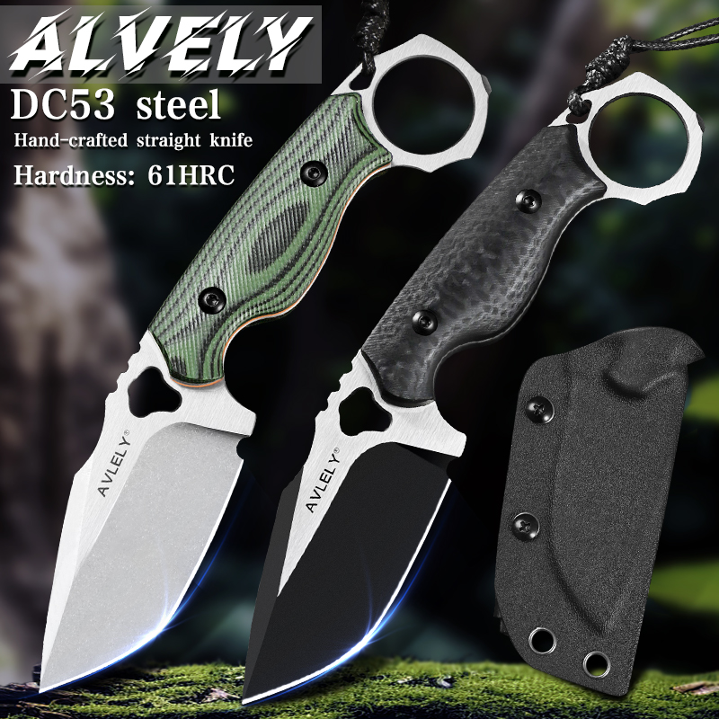 Edc Fixed Blade Deep Carry - 高品質なDC53鋼製固定刃ナイフ、G10製滑り止めハンドルとK型シース付き。狩猟、キャンプ、アウトドアアクティビティ、日常携帯（EDC）に適しています。