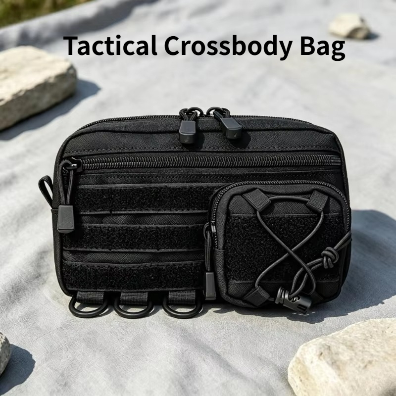 Edc Carry Pocket Pouch - タクティカル・クロスボディバッグ。コンパクトなEDCポーチで、複数のポケットを備え、耐久性に優れ、アウトドアキャンプや日常の持ち運びに便利なウエストバッグ。