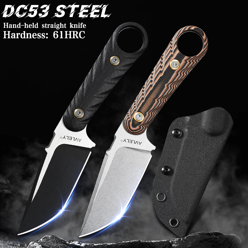 Edc Fixed Blade Deep Carry - 高硬度DC53鋼製ストレートエッジナイフ。アウトドアハイキングやキャンプに最適。日常持ち運び用（EDC）ツール（鞘付き）