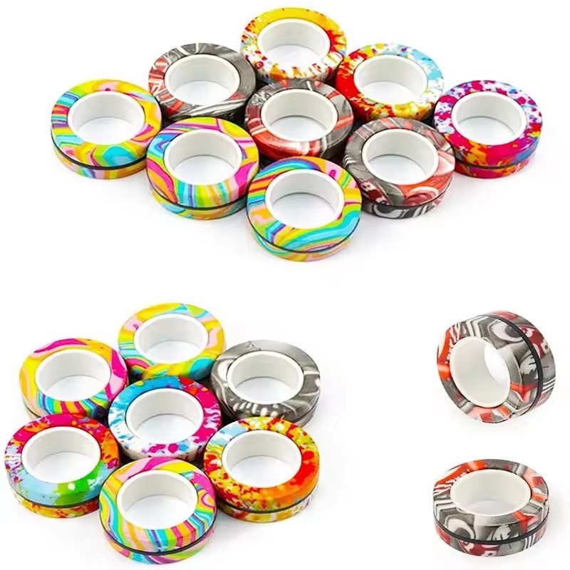 3 個の指先磁気リングカラフルな救済そわそわおもちゃセット大 - Fidget Spinner Bearing のレビューと価格