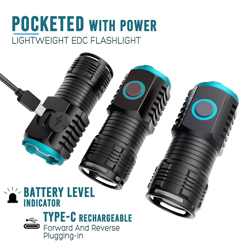 ミニLED懐中電灯,USB充電式,ポータブル,18350充電 - Edc (Every Day Carry のレビューと価格