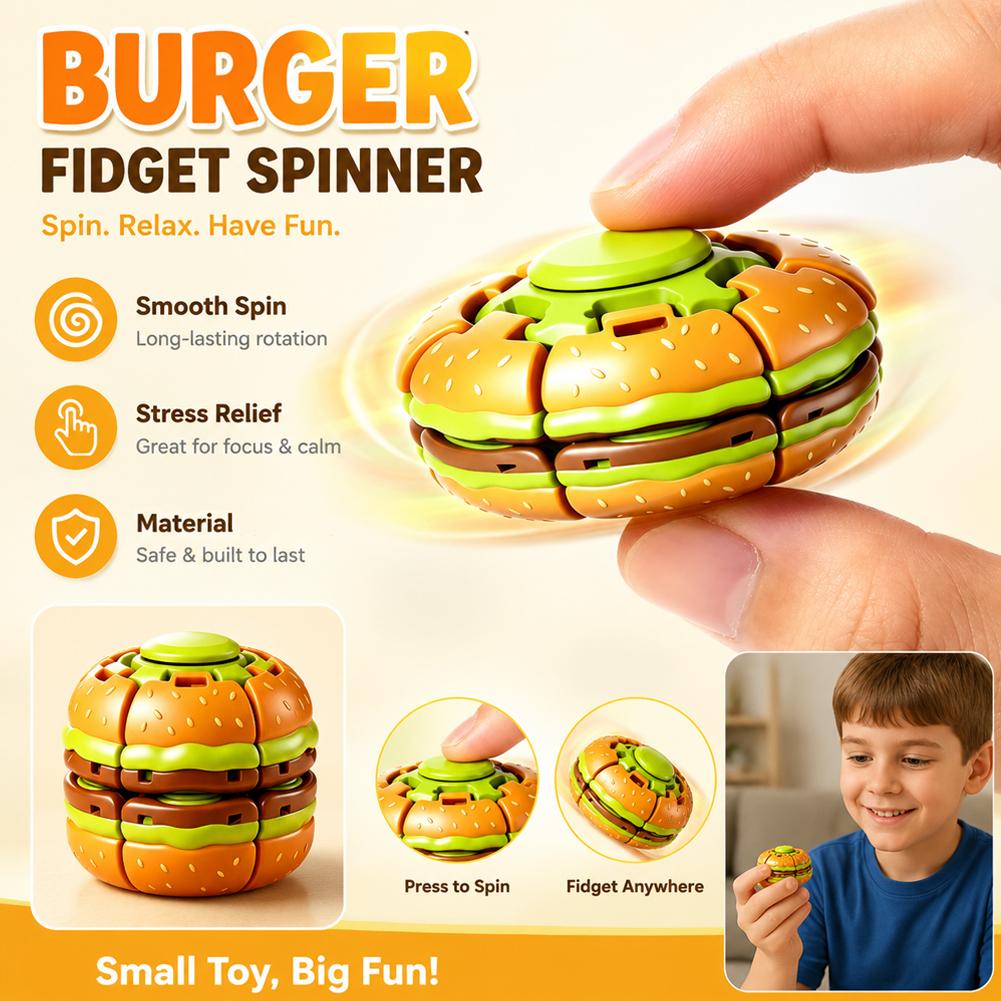 ハムバーガー型フィジェットスピナーおもちゃ 回転式ストレスボ - Fidget Spinner Bearing のレビューと価格