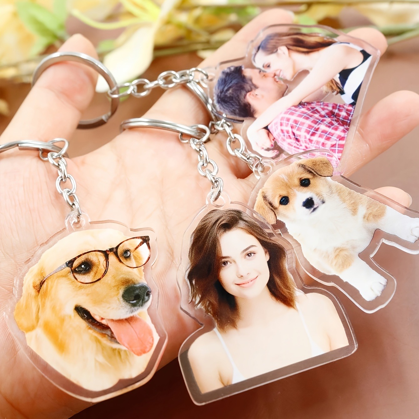 カスタム写真アクリルキーホルダー - 写真をアップロード、丈 - Carabiner Keychain のレビューと価格