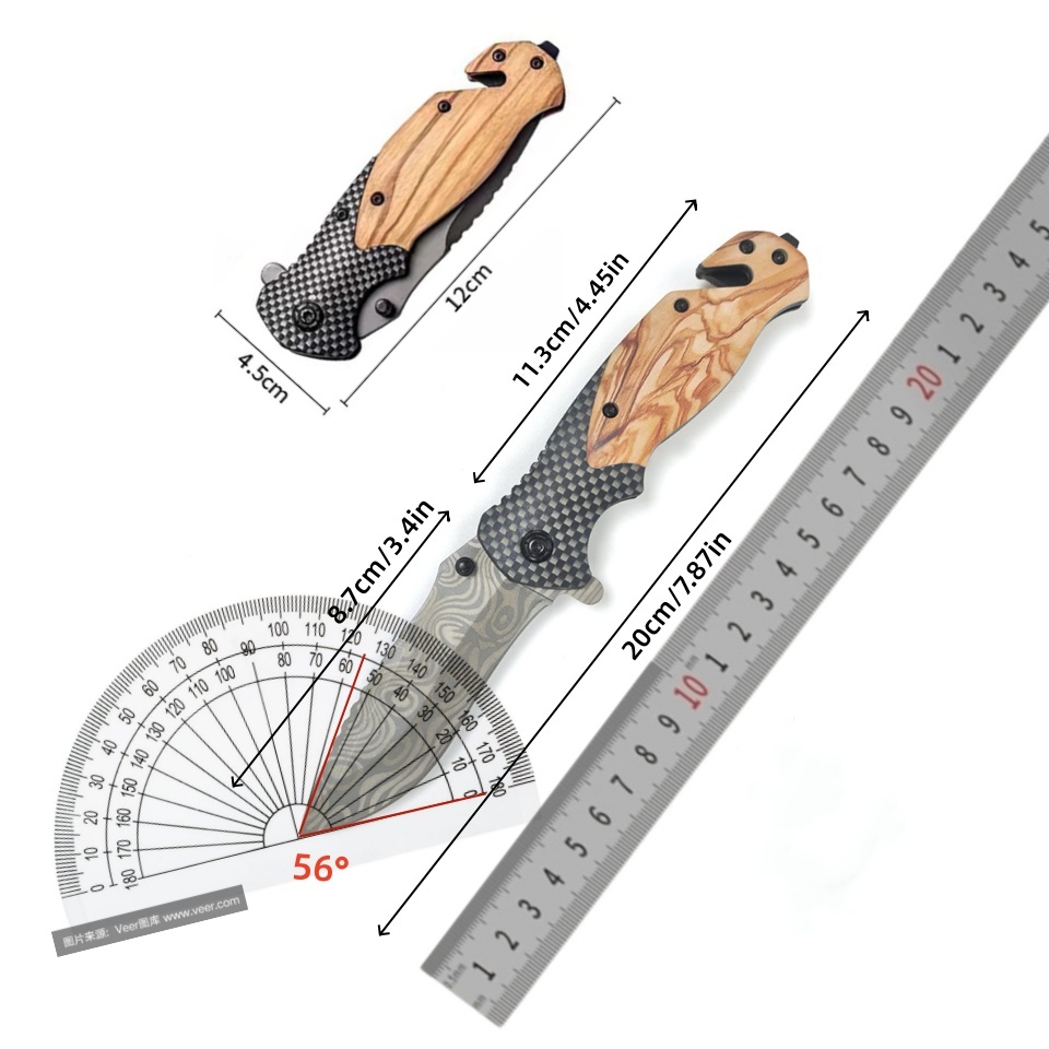 ダマスカス模様折りたたみナイフ、鋭利なステンレス鋼の刃、プレ - Edc Concealed Carry Knife のレビューと価格
