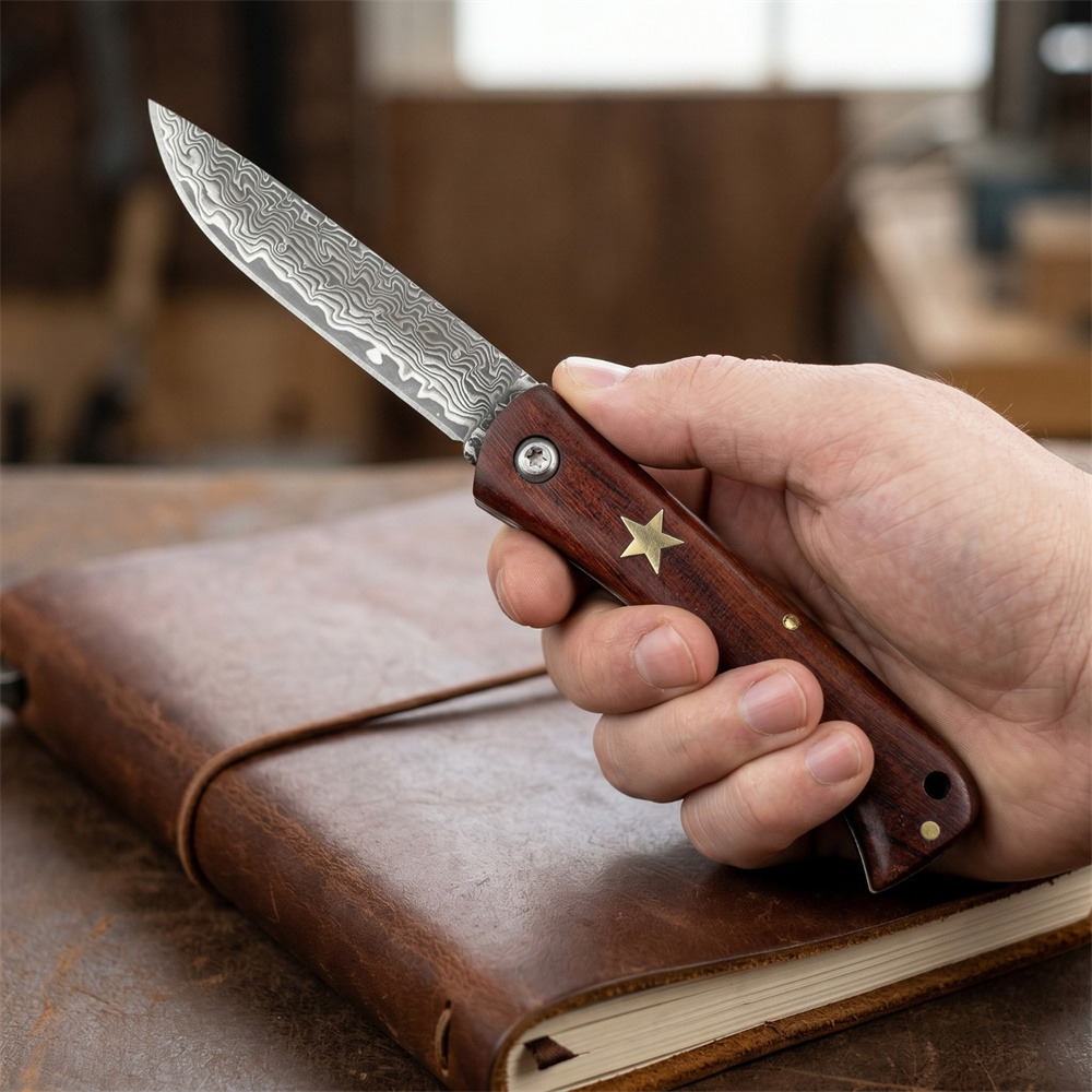 コンパクトアウトドアサバイバルダマスカス折りたたみポケットナ - Edc Fixed Blade Deep Carry のレビューと価格